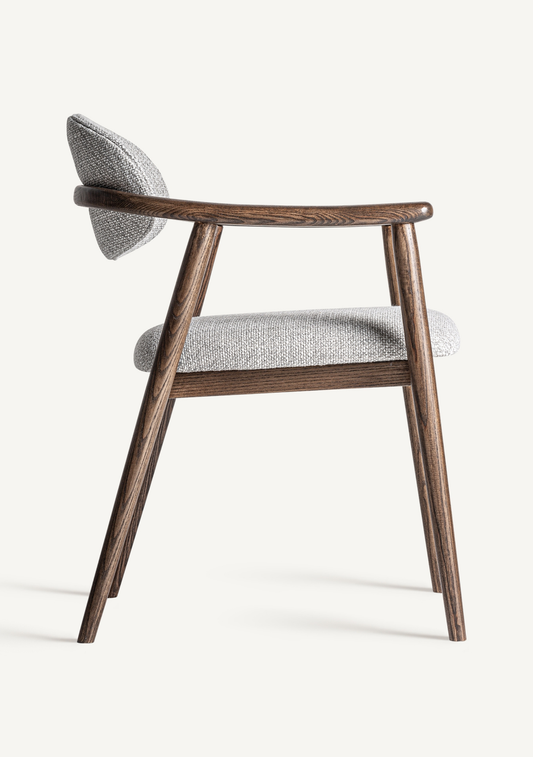 Ternat Dining Chair – Dark Brown & Grey - Elara Maison