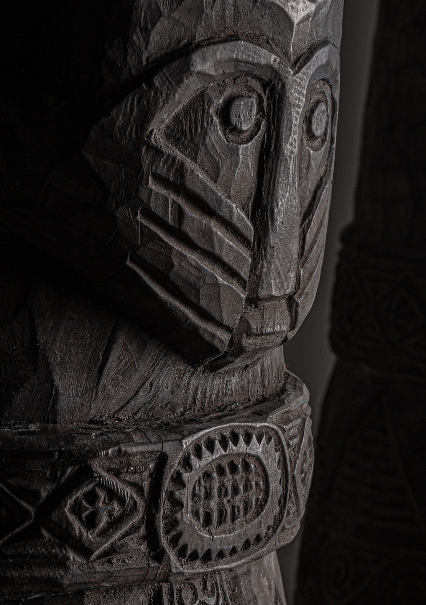 Monumental Carved Wood Floor Sculptures – Set of 2 - Elara Maison