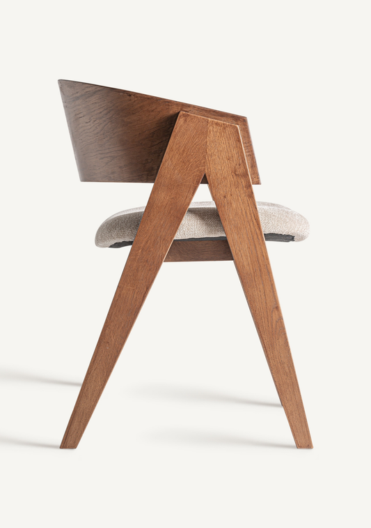 Madiran Dining Chair – Beige Upholstery & Brown Oak