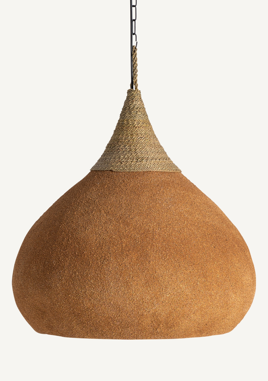 Swolgen Sculptural Pendant Lamp – Terracotta - Elara Maison
