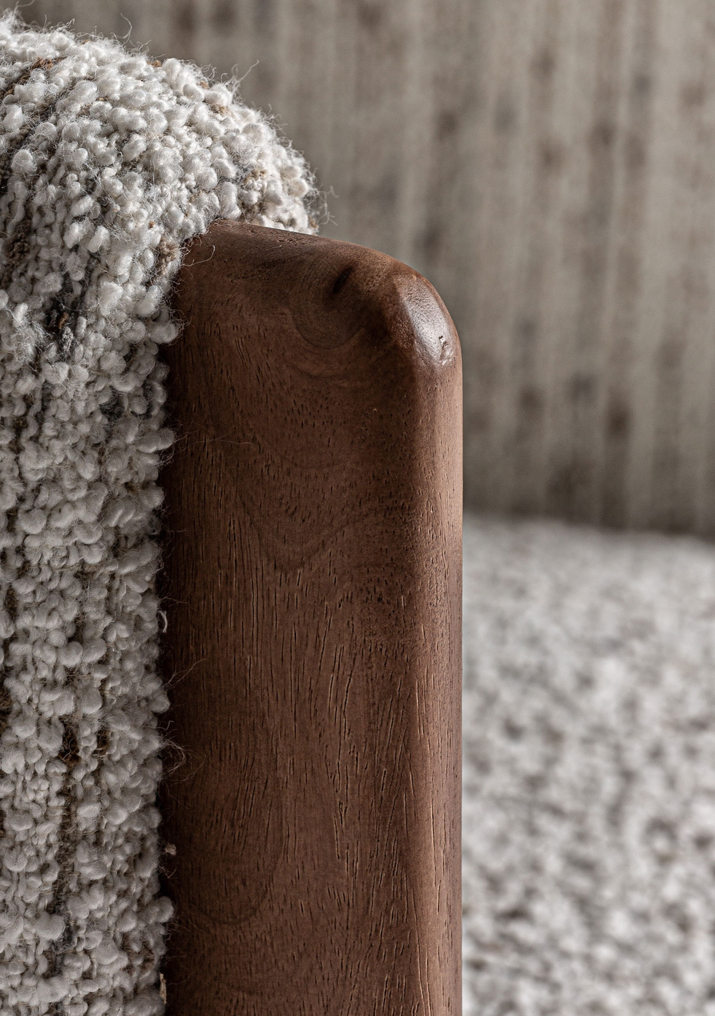 Erbach Armchair – Speckled Beige Upholstery & Brown Wood
