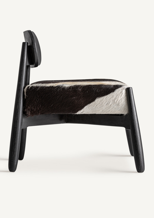 Kasher Armchair – White Leather & Black Teak Wood