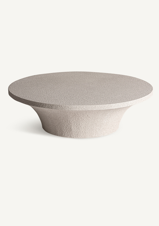 Sion Sculptural Cement Coffee Table – Beige - Elara Maison