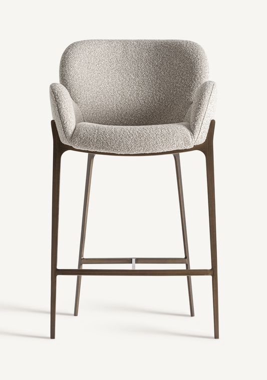 Gerb Upholstered Bar Stool – Beige - Elara Maison
