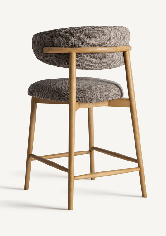 Erlec Bar Stool – Taupe Upholstery & Light Brown Ash Wood