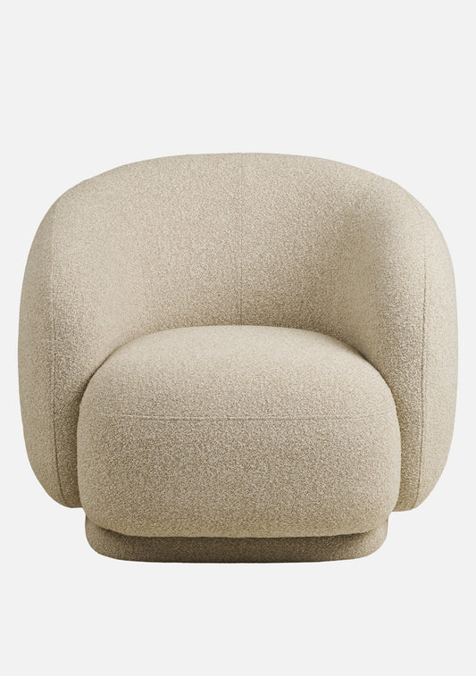 Hawkes Swivel Lounge Chair – Sand Bouclé Texture