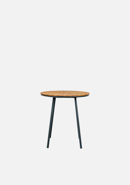 Cleveland Bistro Table – Ø70 cm, Teak & Black Metal - Elara Maison