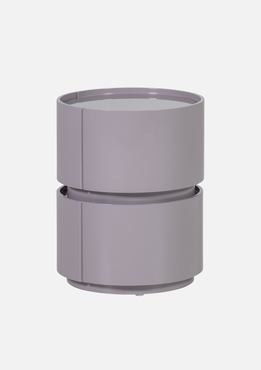 Lunex Night Stand – FSC® Light Grey High Gloss MDF - Elara Maison