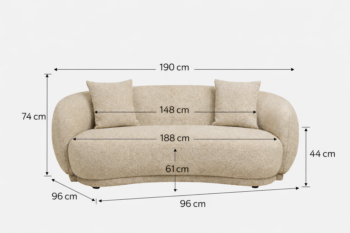 Hawkes 2.5 Seater Sofa – Sand Bouclé