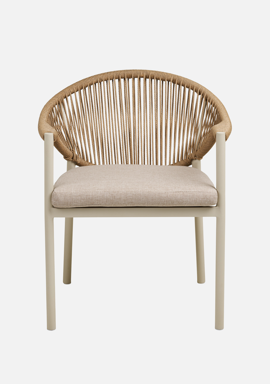 Abela Dining Chair – Sand PE Rattan & Aluminium - Set of 2
