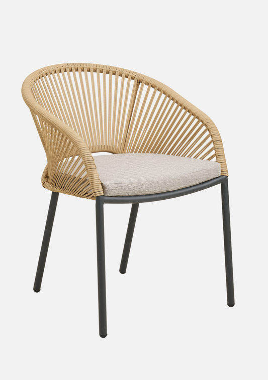 Novella Outdoor Dining Chair – Set of 2 – Beige Aluminium - Elara Maison