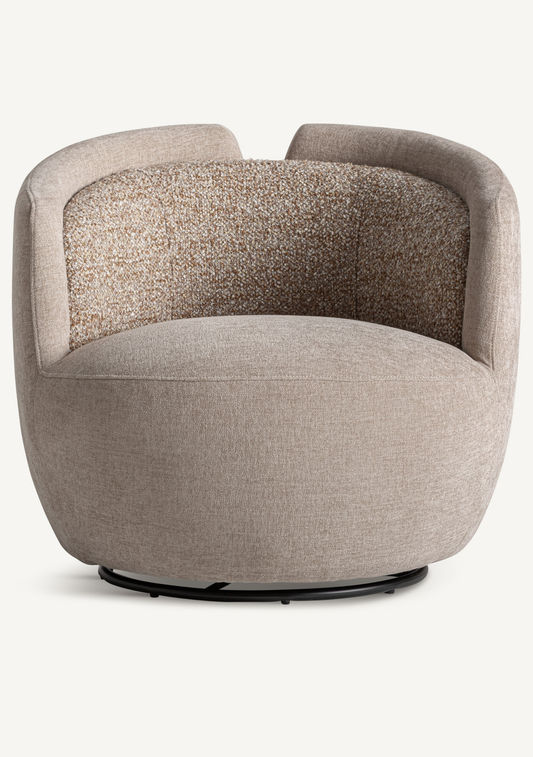 Vipiteno Beige Chenille Swivel Accent Armchair