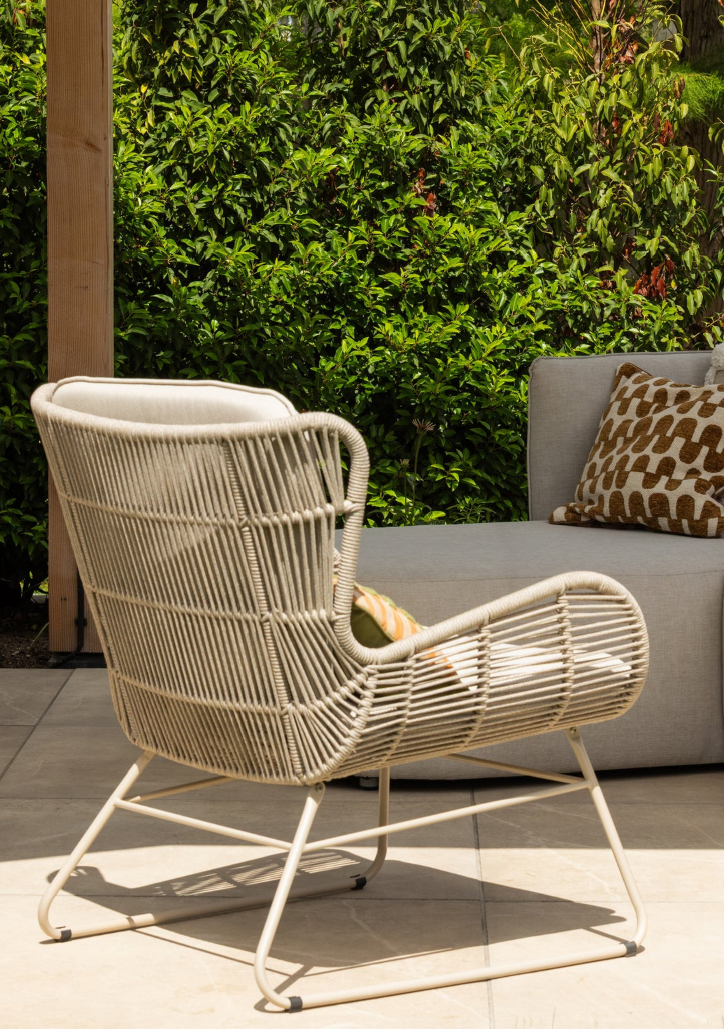 GRACE GARDEN LOUNGE CHAIR STEEL/ROPE SAND Set 2 - Elara Maison