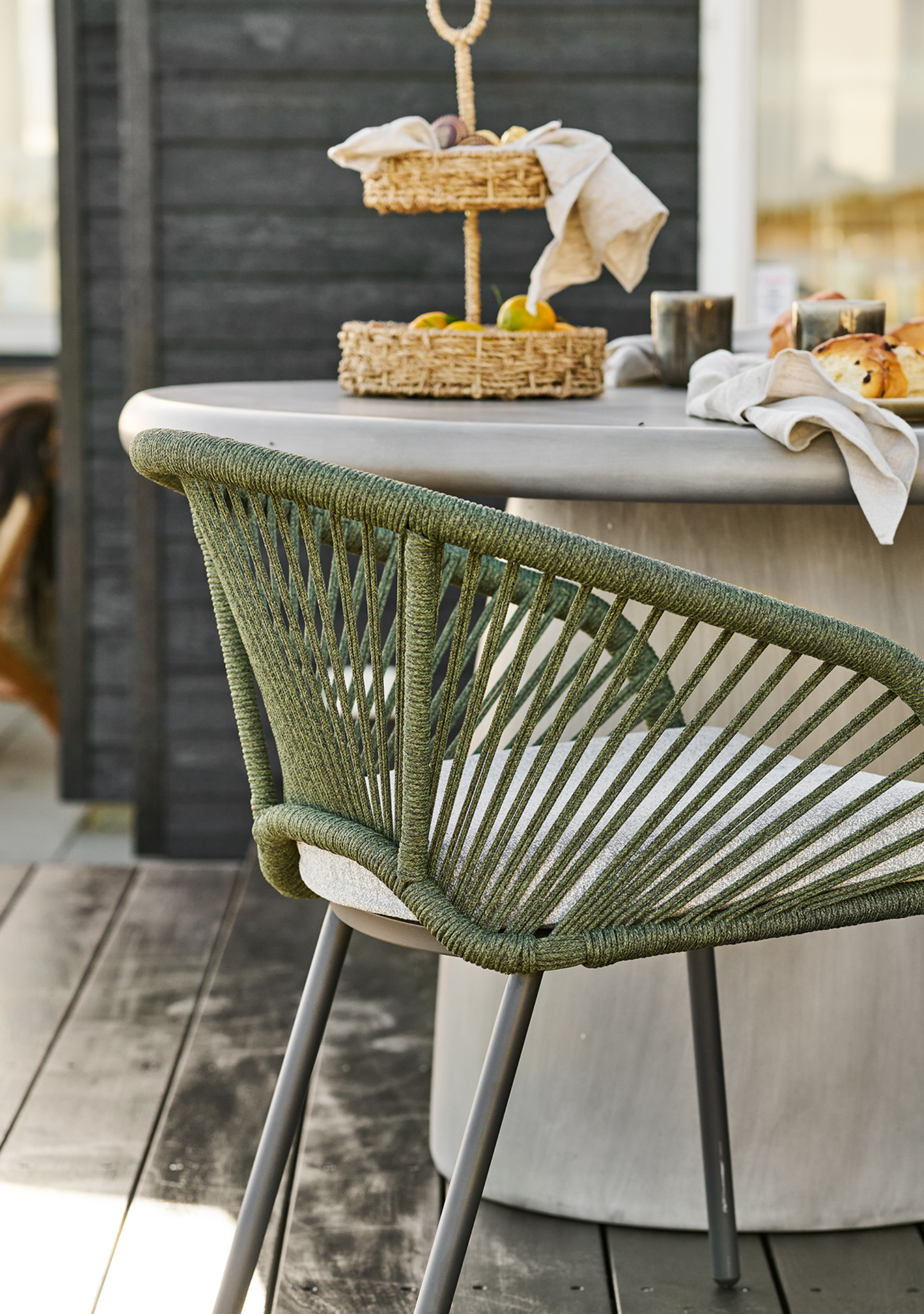 Novella Outdoor Dining Chair – Set of 2 – Green & Grey Aluminium