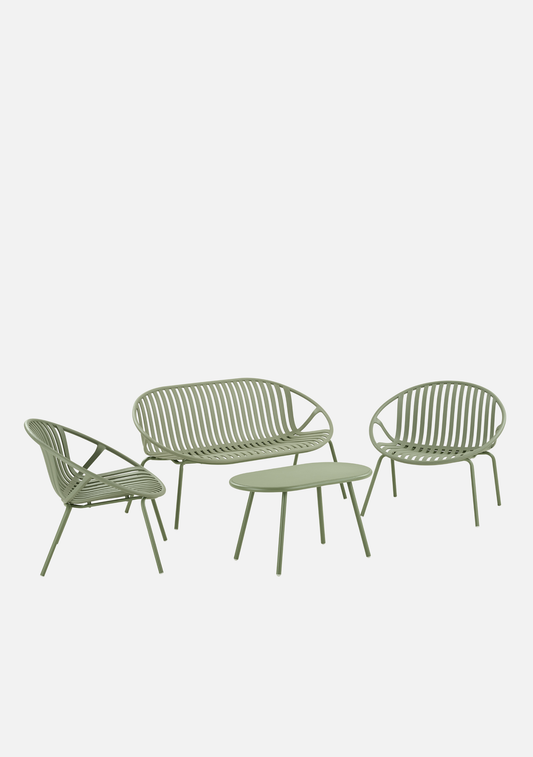 Saly Outdoor Lounge Set – Green – 4-Piece Garden Collection - Elara Maison