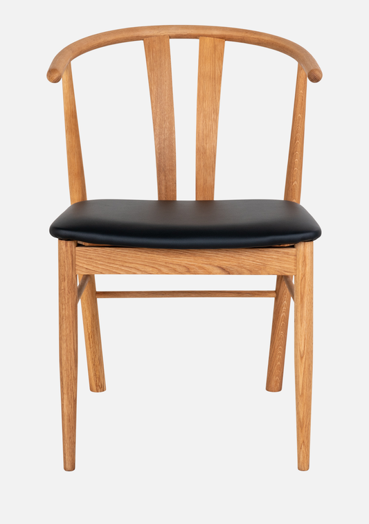 Artenara Dining Chair – Oak Wood & Black Seat FSC® Set of 2 - Elara Maison