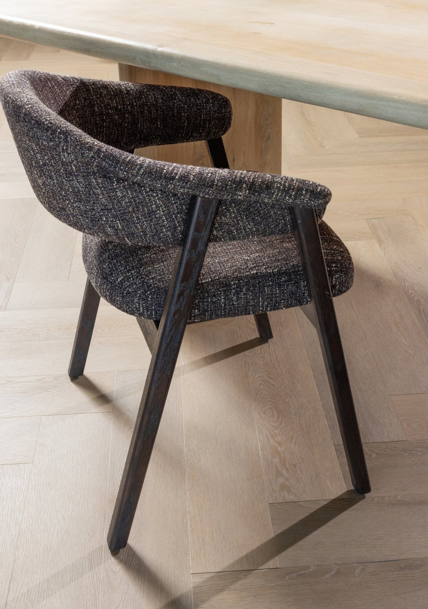 Tunar Dining Chair – FSC® Oak & Dark Brown Fabric Set of 2 - Elara Maison