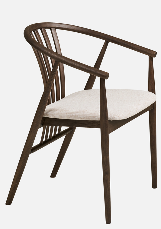 Agustin Dining Chair – FSC® Smoked Oak Wood & Soft Fabric