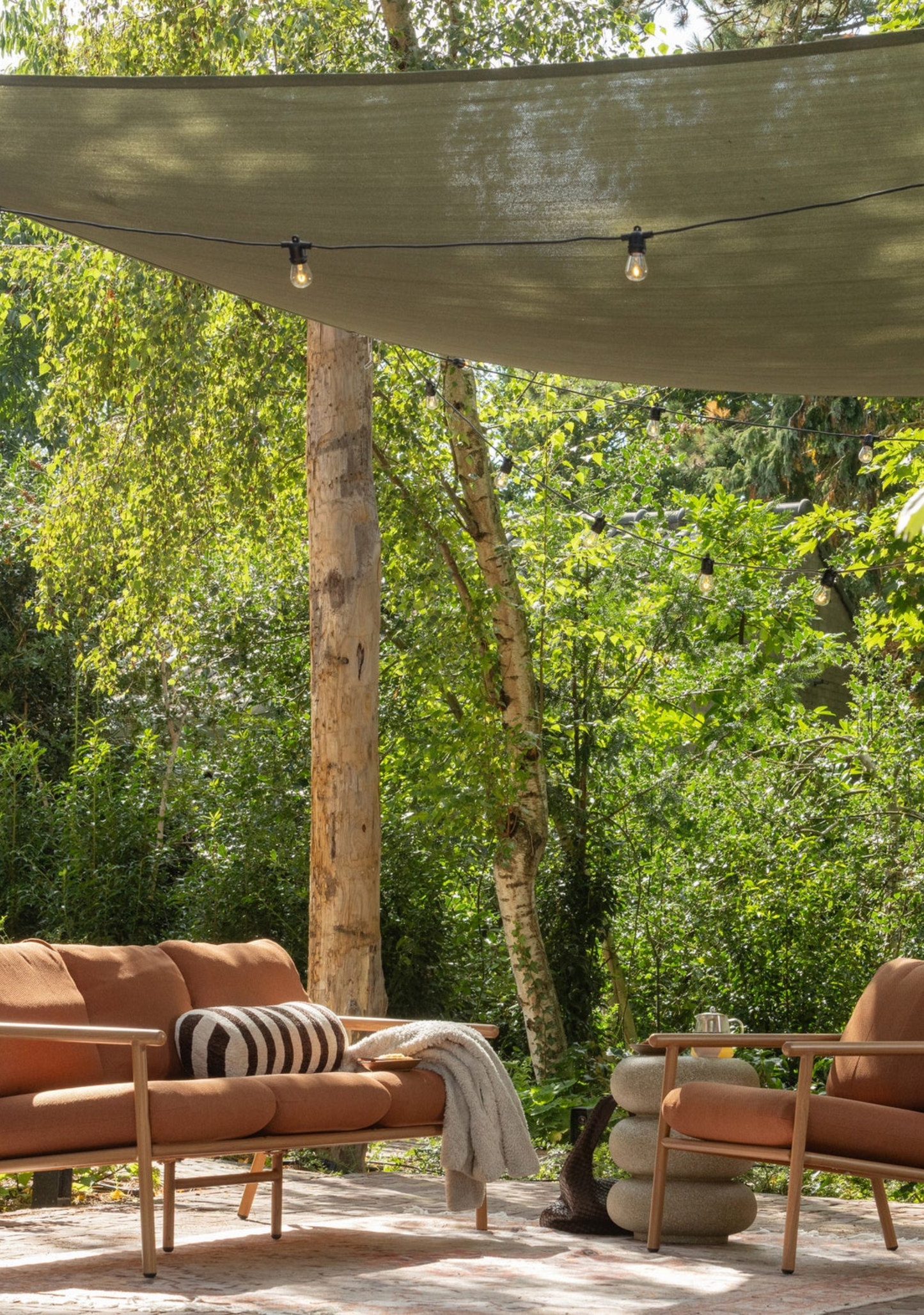 CAVERO GARDEN 3-SEATER SOFA ALUMINIUM TERRA/NATURAL - Elara Maison