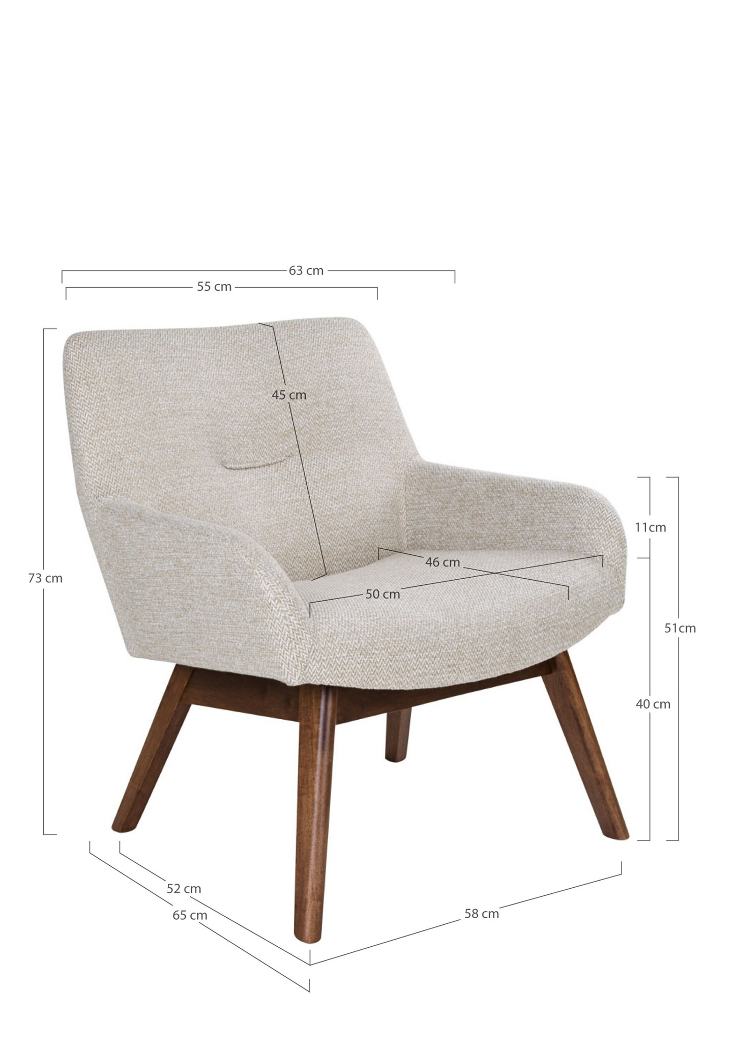 London Lounge Chair – Sand & Walnut - Elara Maison