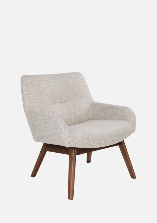 London Lounge Chair – Sand & Walnut - Elara Maison