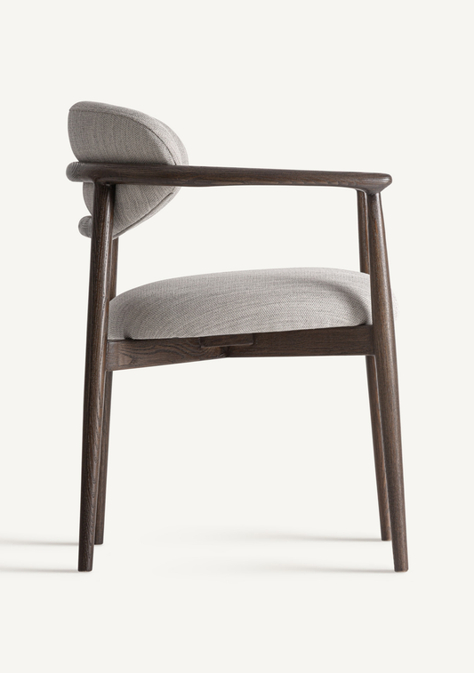 Hari Dining Chair – Dark Brown & Off-White - Elara Maison