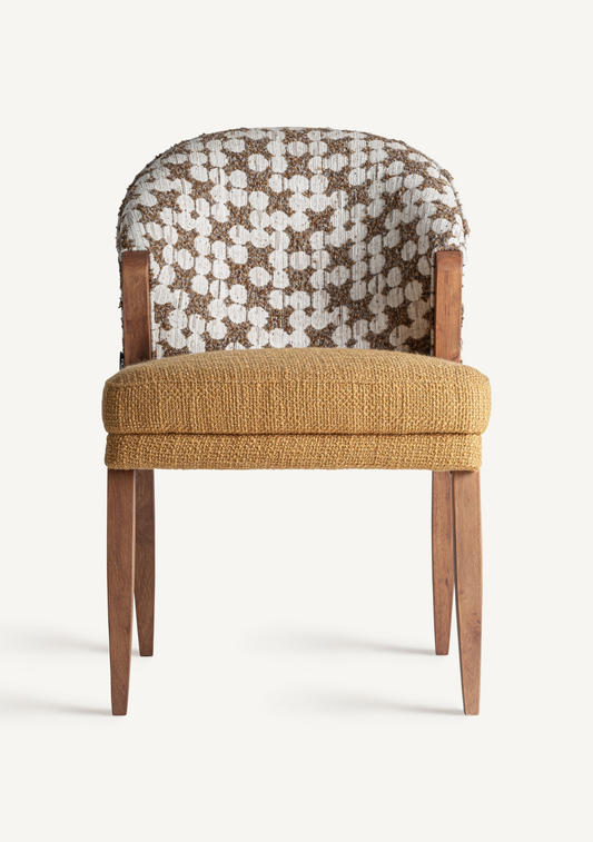 Kalesha Dining Chair – Mustard & Brown - Elara Maison