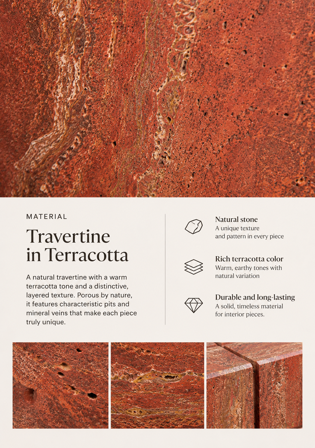 Terracotta Travertine Table