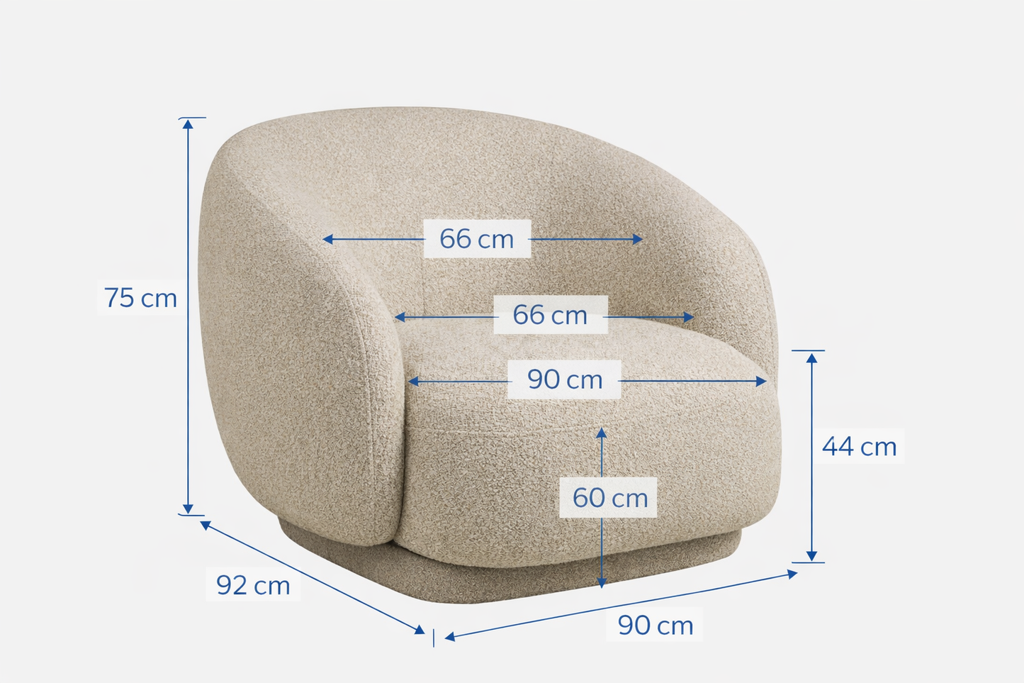 Hawkes Swivel Lounge Chair – Sand Bouclé Texture