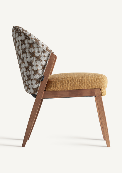 Kalesha Dining Chair – Mustard & Brown - Elara Maison