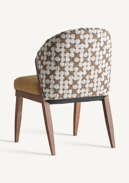 Kalesha Dining Chair – Mustard & Brown - Elara Maison