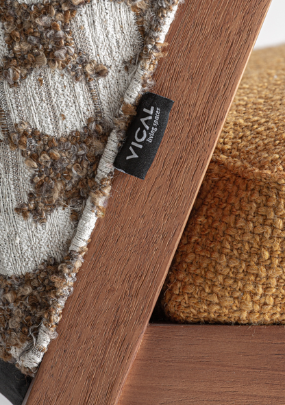 Kalesha Dining Chair – Mustard & Brown - Elara Maison