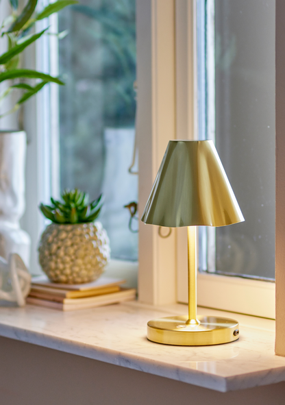 Lianna Portable Lamp – Rechargeable Brass Metal (Set of 4) - Elara Maison