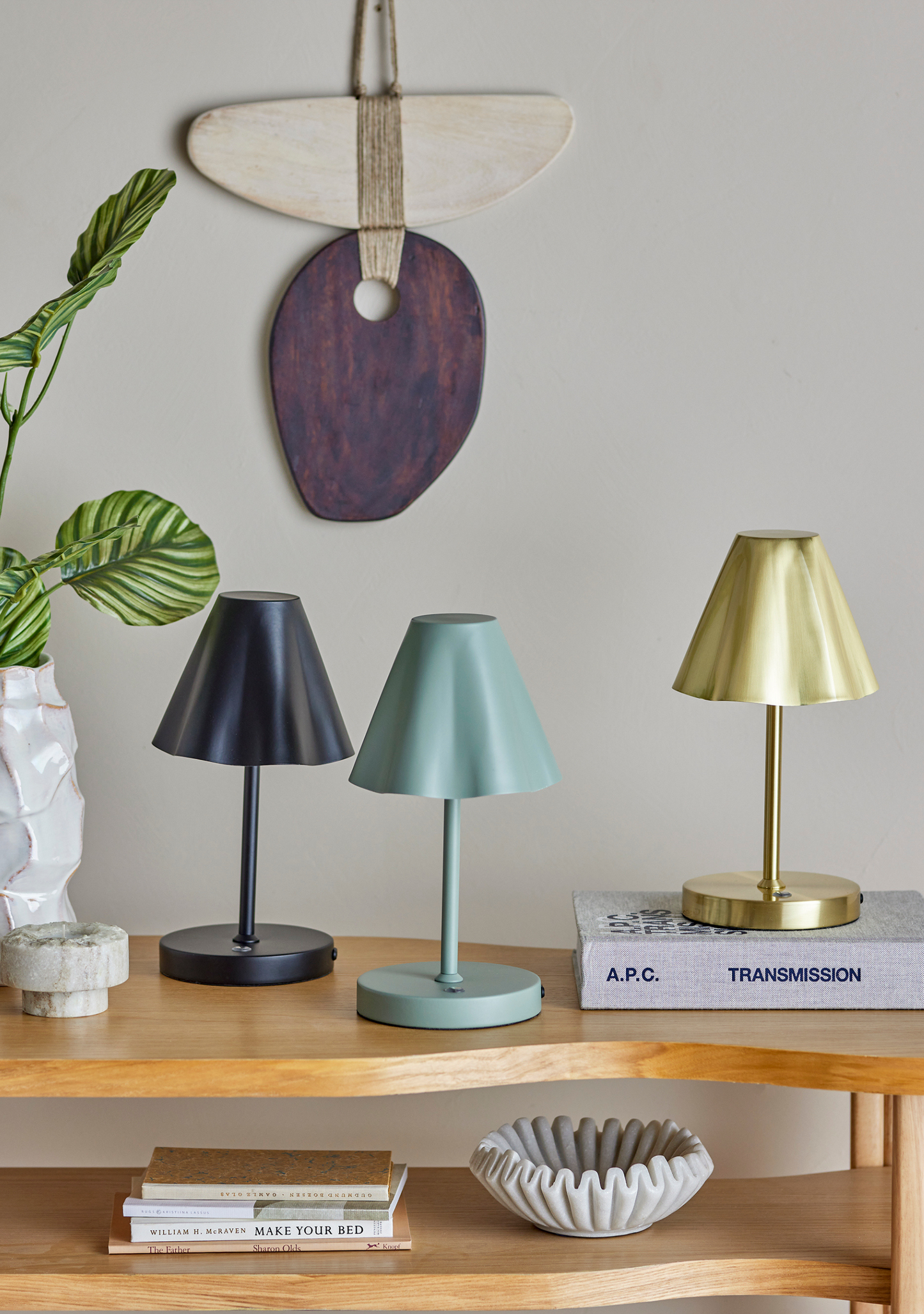 Lianna Portable Lamp – Rechargeable Green Metal (Set of 4) - Elara Maison