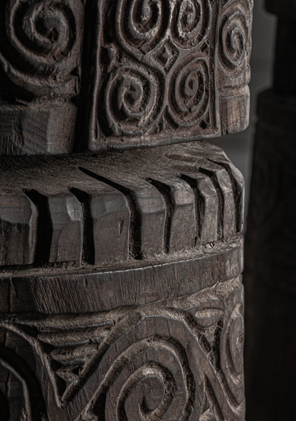Monumental Carved Wood Floor Sculptures – Set of 2 - Elara Maison