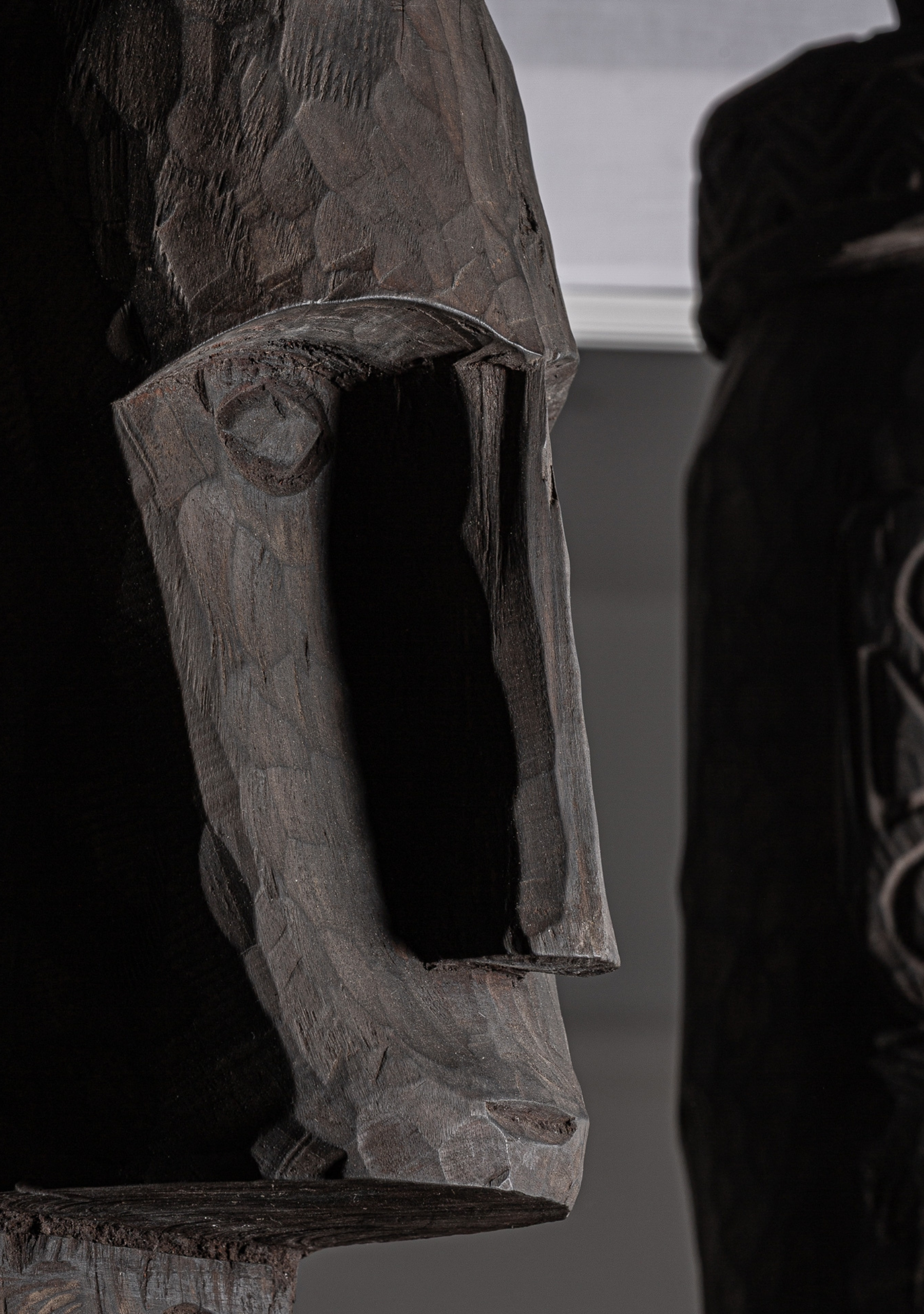 Monumental Carved Wood Floor Sculptures – Set of 2 - Elara Maison