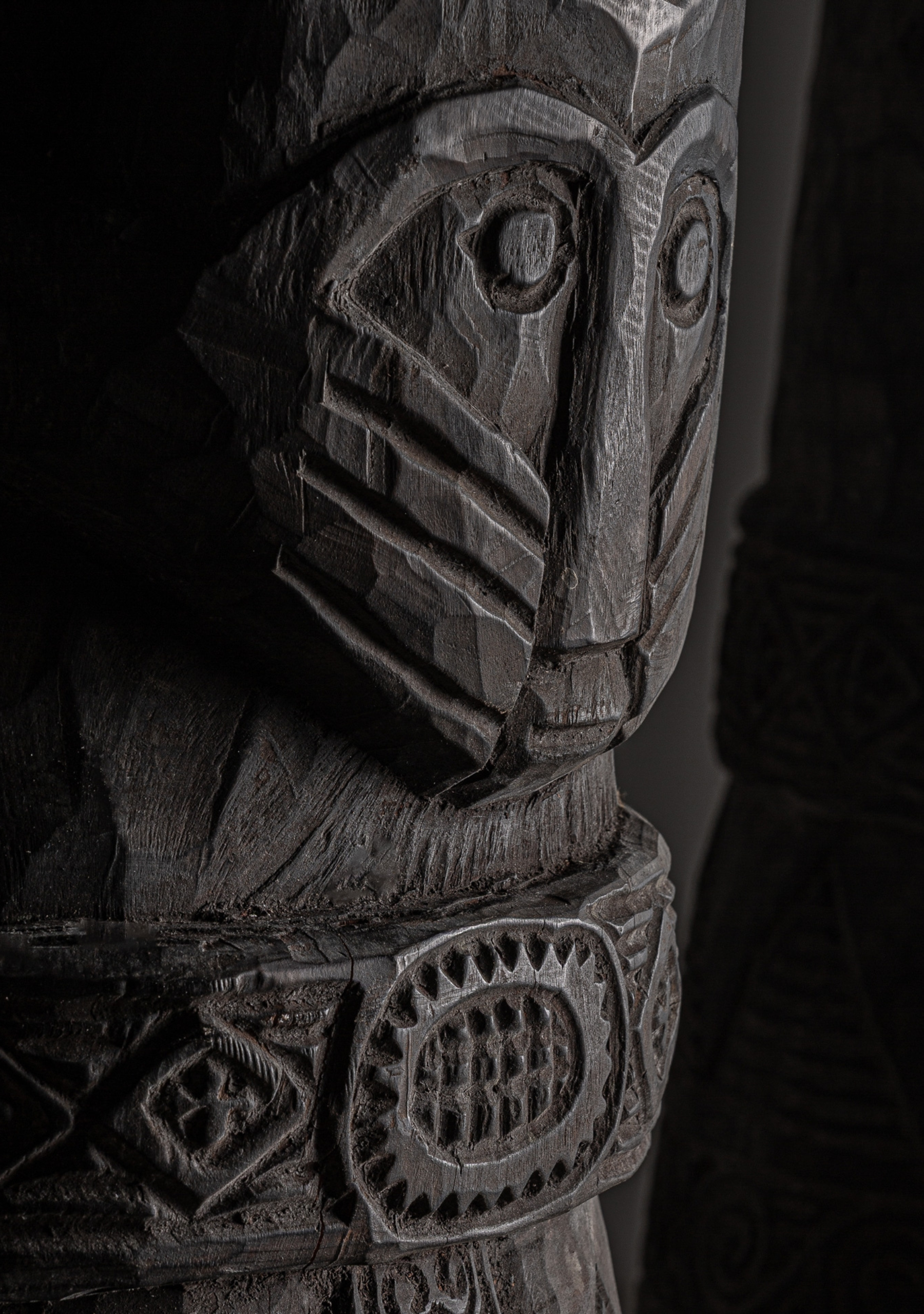Monumental Carved Wood Floor Sculptures – Set of 2 - Elara Maison