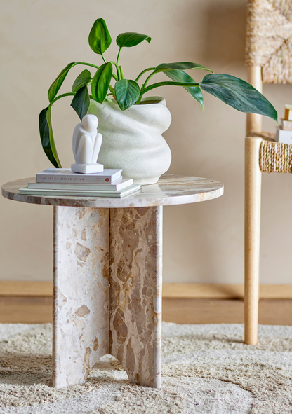 Jasmia Side Table – Brown Marble - Elara Maison