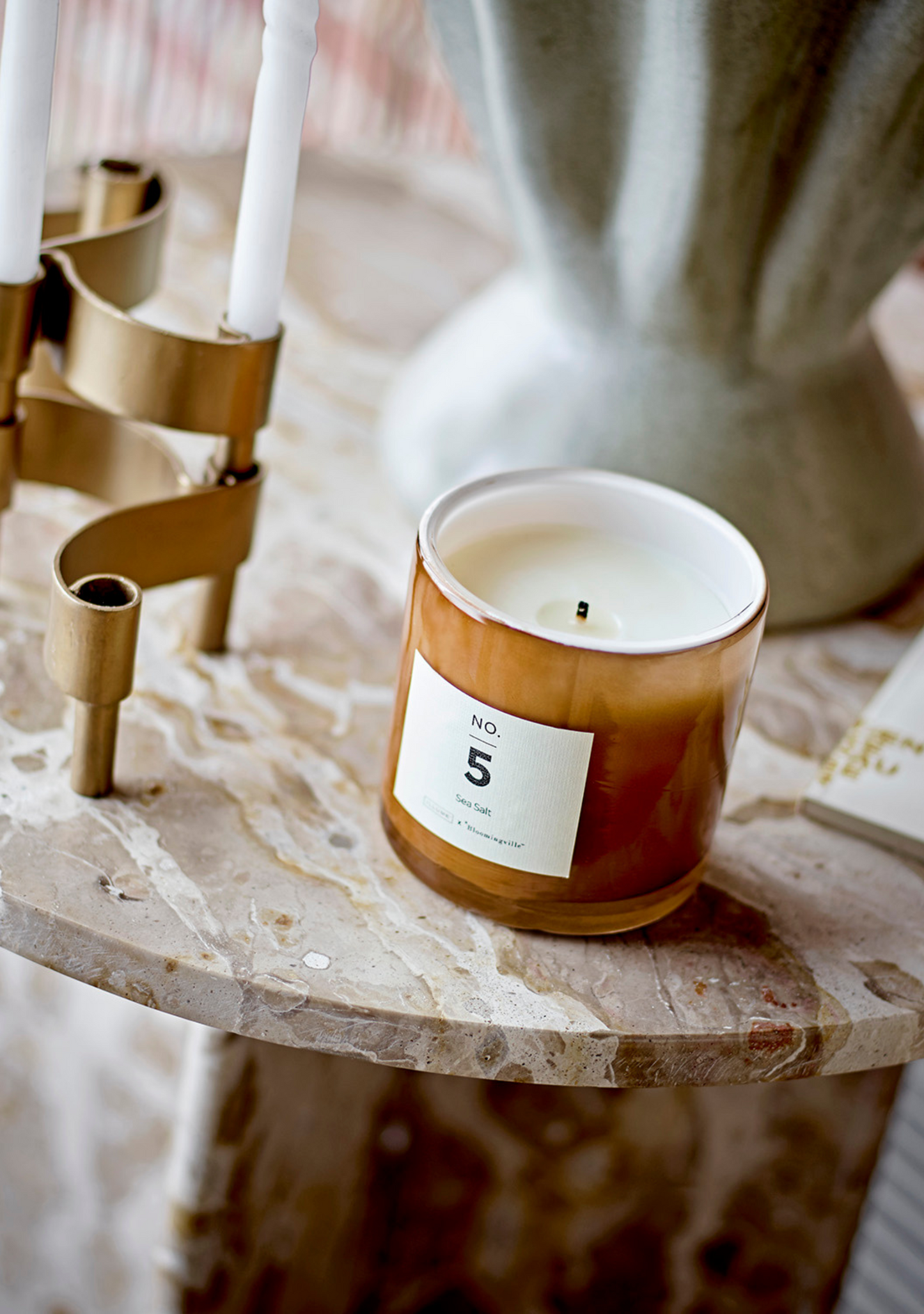 Jasmia Side Table – Brown Marble - Elara Maison