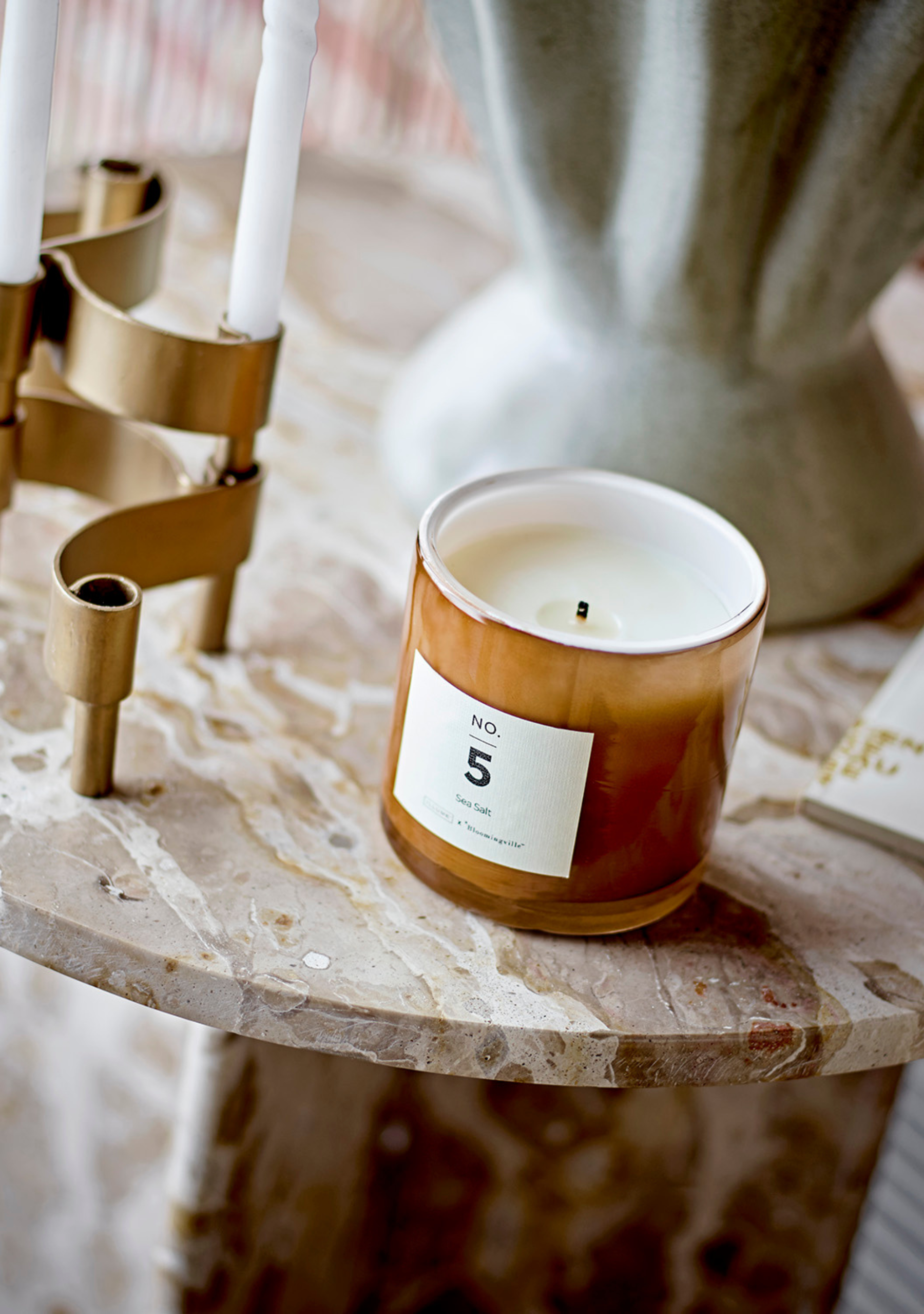 Jasmia Side Table – Brown Marble - Elara Maison