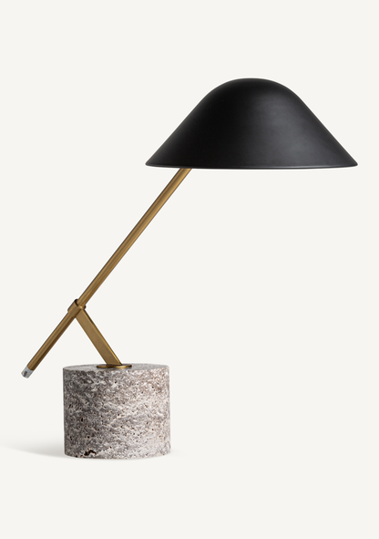 Eos Marble Table Lamp – Grey, Gold & Black - Elara Maison