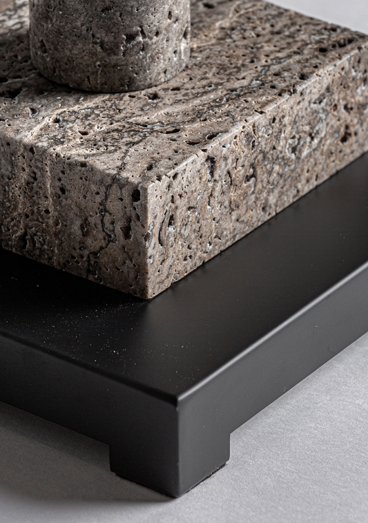 Atlas Marble Table Lamp – Grey & Black - Elara Maison