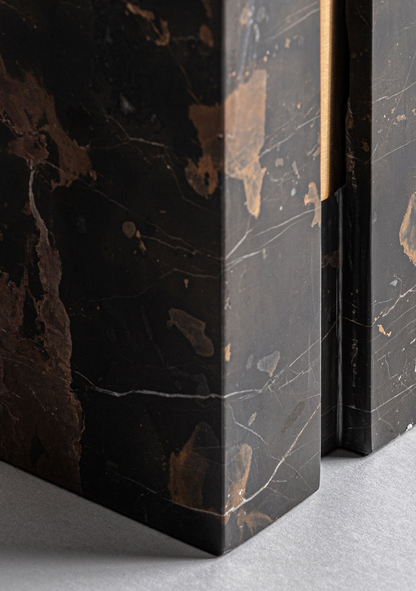 Helios Marble Table Lamp – Brown & Gold - Elara Maison