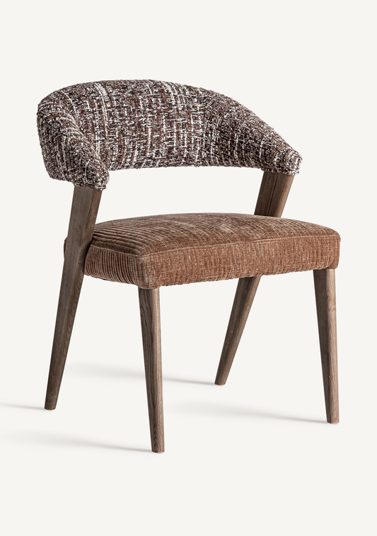 Veney Dining Chair – Brown Upholstery & Brown Oak