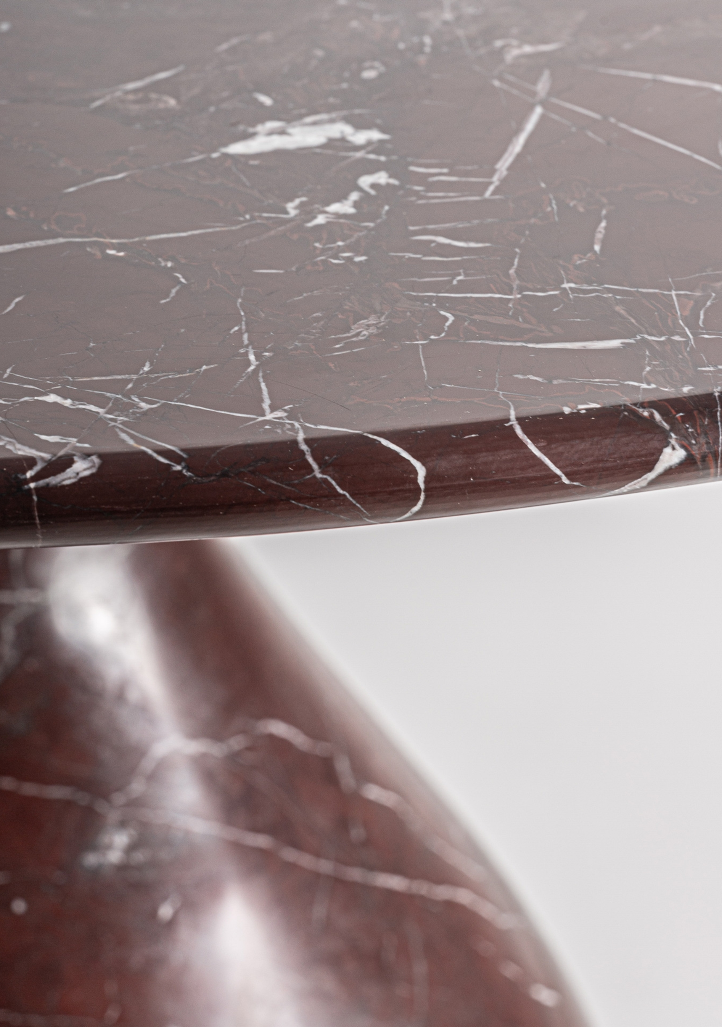 Bourg Sculptural Burgundy Marble Dining Table 140 cm