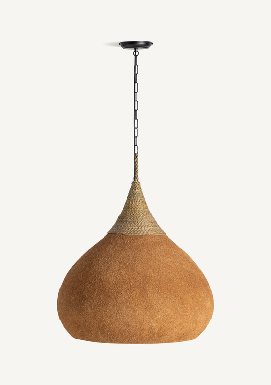Swolgen Sculptural Pendant Lamp – Terracotta - Elara Maison