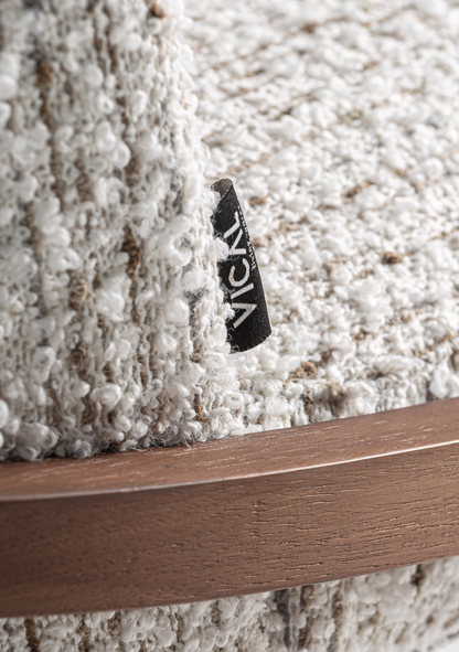 Erbach Armchair – Speckled Beige Upholstery & Brown Wood