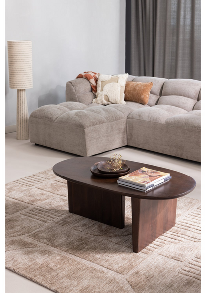 Seam Coffee Table – Mango Wood Dark Brown 110×60 cm - Elara Maison