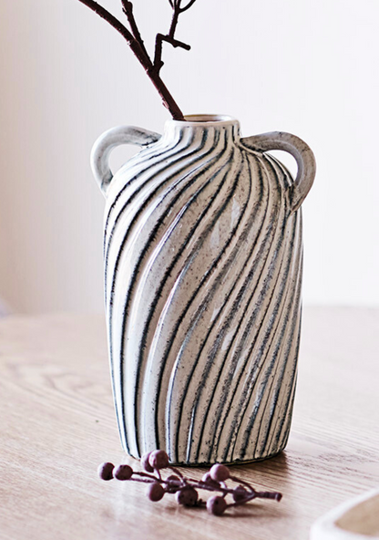Ceramic Vase – Blue Swirl - Elara Maison