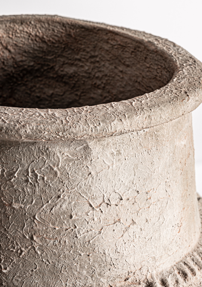 Donie Sculptural Cement Vase – Beige - Elara Maison